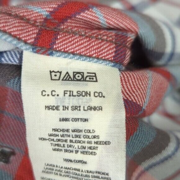 Filson Shirt Men's M Red Plaid Light Weight Alaskan Guide Shirt Short Sleeve NWT - Picture 9 of 11